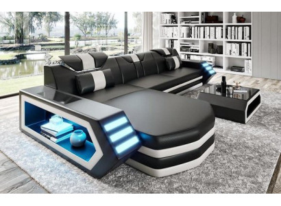 Leather sofa Corner sofa Sofa Couch Living landscape L-shape Corner suite Belfort 4