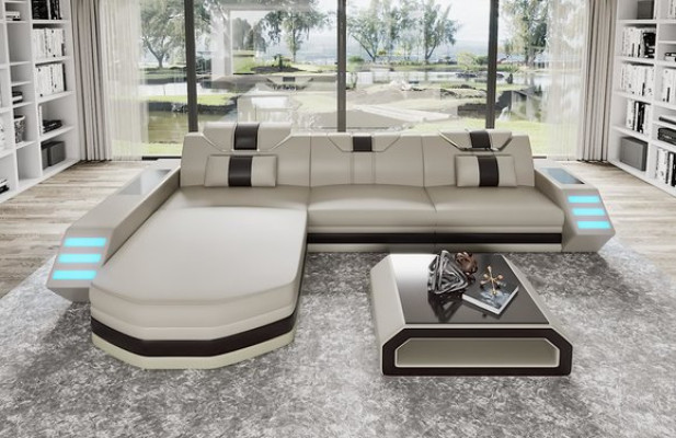 Leather sofa Corner sofa Sofa Couch Living landscape L-shape Corner suite Belfort 4