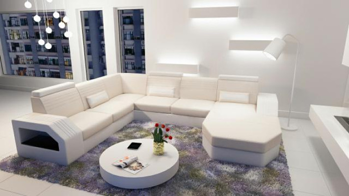 Designer Sofa Corner sofa Leather Fabric Textile Upholstery Suite Living landscape