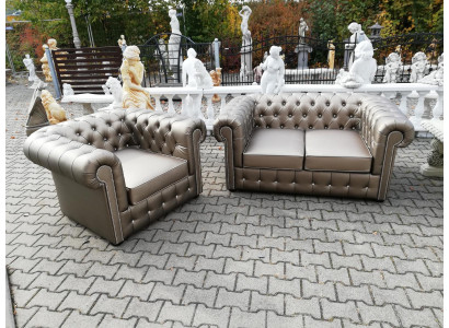 Designer Chesterfield Sofa set Sofa Couch 2+1 Upholstery Seat Suite Gold