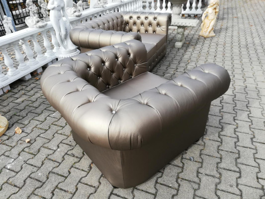 Designer Chesterfield Sofa set Sofa Couch 2+1 Upholstery Seat Suite Gold
