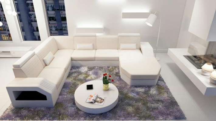 Designer Sofa Corner sofa Leather Fabric Textile Upholstery Suite Living landscape