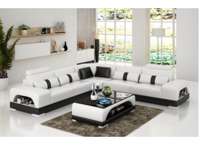 Corner sofa with USB,Couch Sofa Living landscape Seat Corner Suite Leather Textile Sandber
