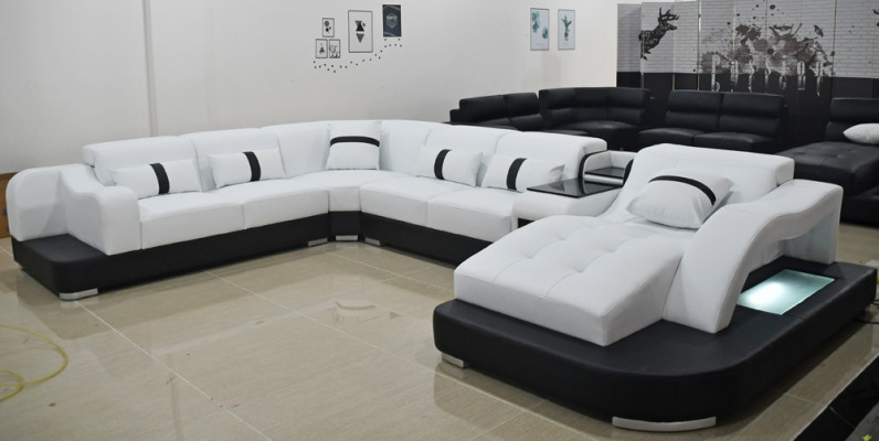 Leather Sofa Sofa Modern Leather Living landscape Design Corner sofa Couch Textile Upholstery
