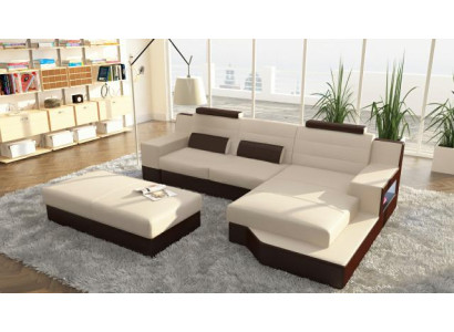 Designer Corner sofa Leather Textile Upholstery Suite Sofa Couch Living landscape