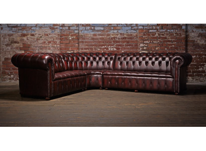 Chesterfield leather sofa Corner sofa Sofa Upholstery Corner Seat Suite 100% Leather