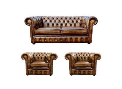 Chesterfield Leather Sofa 2+1+1 Textile Couch Fabric Upholstery Sofa Suite