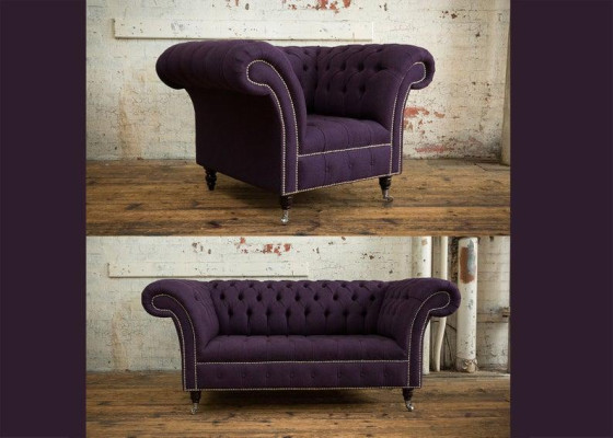 2+1 Sofa set Chesterfield Textile Sofa Couches Upholstery Set Sets