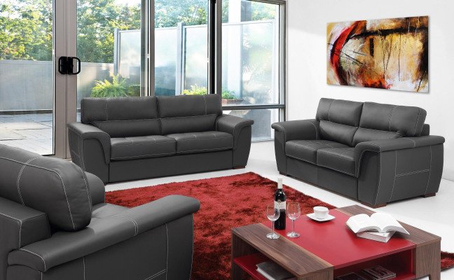 Leather Design Couch Upholstery Seat Suite Sofa Sets 2+1 Leather Set