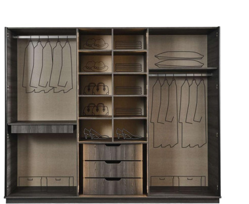 Black Wardrobe Luxury Cabinets Bedroom Wardrobe Wood Furniture