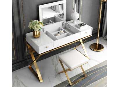 Modern White Bedroom Dressing Table with Drawers Wood Furniture