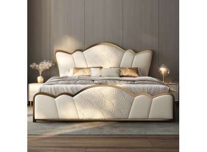 Bedroom furniture l Stylish White Double bed Modern leather beds