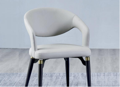 White Dining room Leather chair Stylish single seater Modern wooden frame