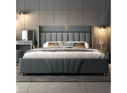 Bedroom Gray Bed Designer Furniture Luxury Materials Wooden Frame