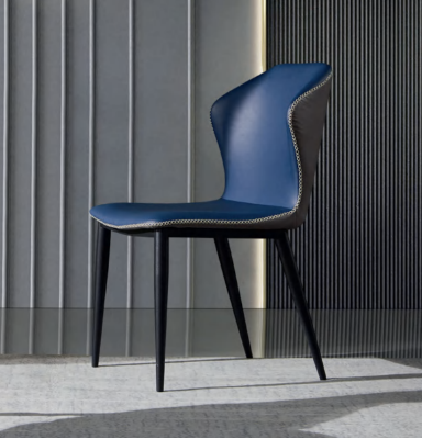 Black-Blue Dining room chair Wooden feet Stylish faux leather chairs Chair