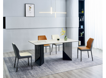 Modern Dining room Furniture Designer Dining set 4x upholstered chairs Dining table
