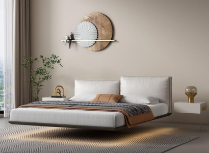 White Wall Bed Designer LED Bed Modern Bedroom Double bed new