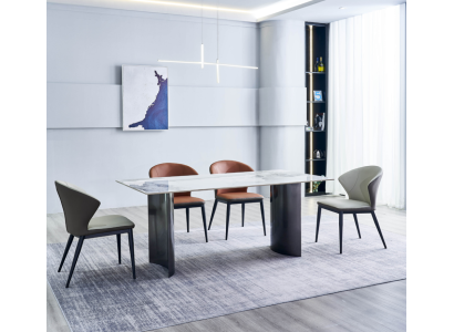 Dining room Furniture White Dining table 4x Imitation leather Chairs Luxury single seater