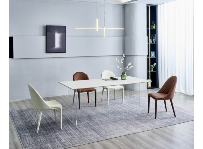 Dining room Furniture White Dining table 4x Imitation leather Design Chairs Dining set
