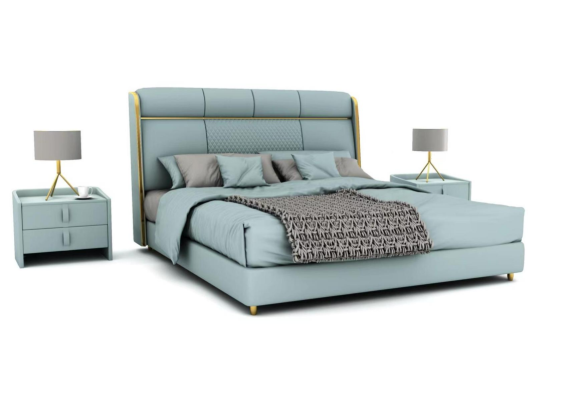 Bedroom Blue's Double bed Designer Beds Wooden Frame Luxury Furniture