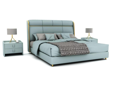 Bedroom Blue's Double bed Designer Beds Wooden Frame Luxury Furniture