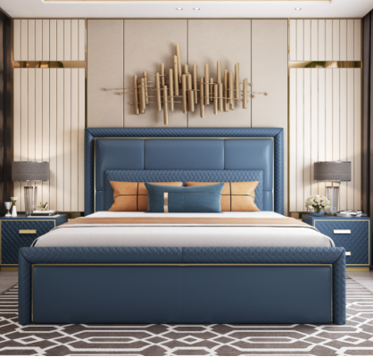 Large Blue's Bedroom Bed Designer Double Beds Faux Leather Beds
