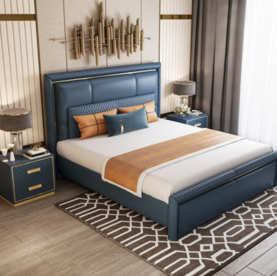Large Blue's Bedroom Bed Designer Double Beds Faux Leather Beds