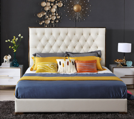 White Chesterfield Large Bed Bedroom Furniture Designer Beds new