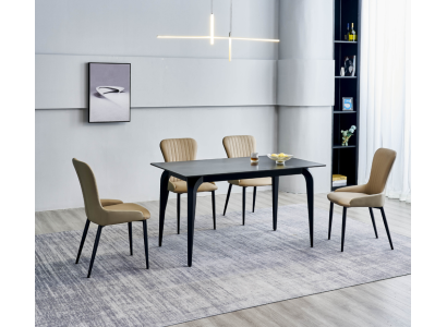 Dining room Furniture Designer Black Table stainless steel Luxury upholstered chairs