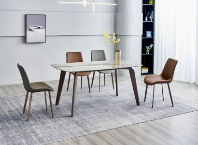 Dining room Furniture Designer Rectangular Table 4x Upholstered Chairs Luxury 5pcs