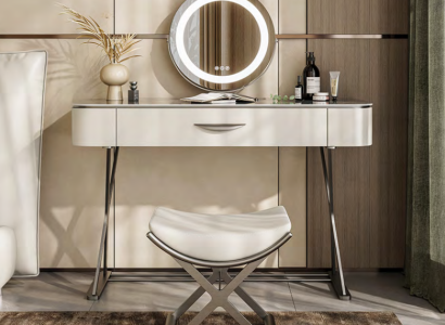 White Dressing table with Mirror Designer cosmetic table with drawers