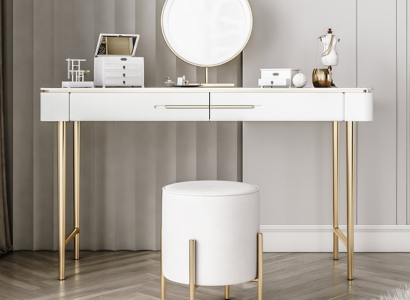 White Dressing table Designer cosmetic table 2x drawers dressing table