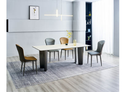 Dining room set Stylish Dining table Kitchen chairs 4x Imitation leather Chairs