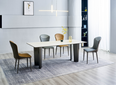 Dining room set Stylish Dining table Kitchen chairs 4x Imitation leather Chairs