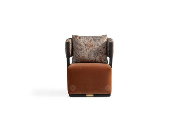 Armchair Wing Chair Cocktail Chair Relax Chair Orange Fabric Modern Seat