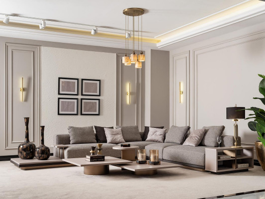 Corner sofa L-shape Living landscape Upholstered sofa Fabric sofa Gray Modern sofa