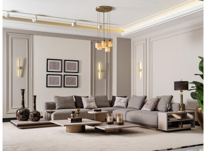 Corner sofa L-shape Living landscape Upholstered sofa Fabric sofa Gray Modern sofa