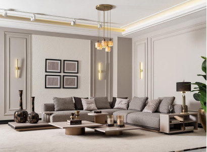 Corner sofa L-shape Living landscape Upholstered sofa Fabric sofa Gray Modern sofa