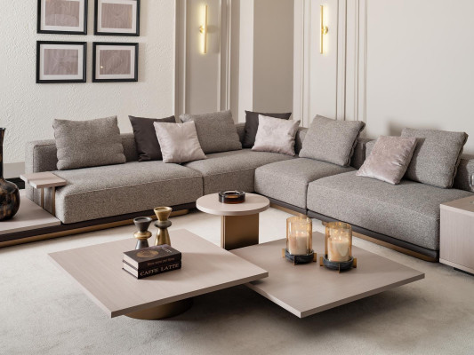 Corner sofa L-shape Living landscape Upholstered sofa Fabric sofa Gray Modern sofa