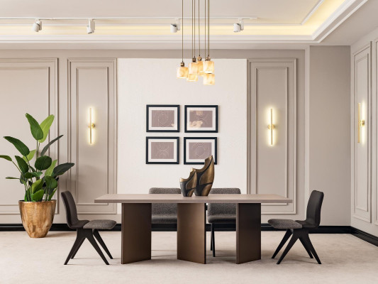 Dining set dinette Dining room furniture Dining table Dining room 7 pieces Wood Gray