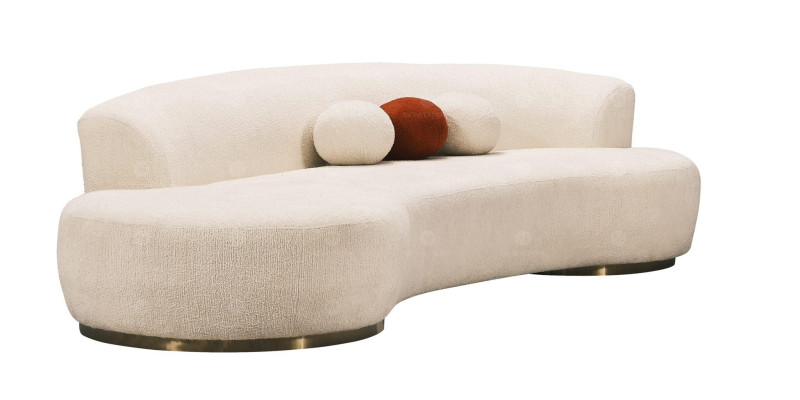 Group upholstered sofa three-seater puff sofa 3 seater fabric sofa 4-piece white