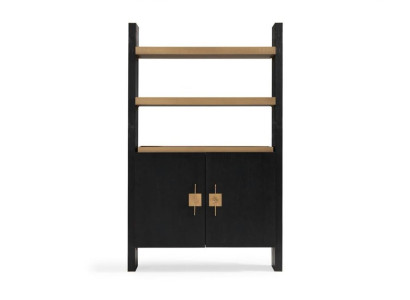 Wardrobe with shelves wooden cabinet cabinet Wood Black Design Gold new