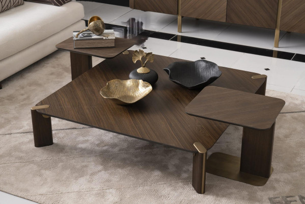 Group 3-piece Coffee table Side tables Coffee table Brown Wood Set Table