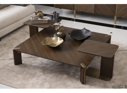 Group 3-piece Coffee table Side tables Coffee table Brown Wood Set Table