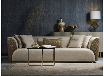 Modern Three Seater Sofa 3 Seater Upholstered Sofa Fabric Sofa Beige Stylish Sofas