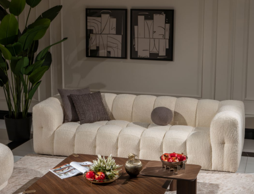 Couch Luxury Three Seater Sofa 3 Seater Fabric Sofa Upholstered Sofa Fabric White