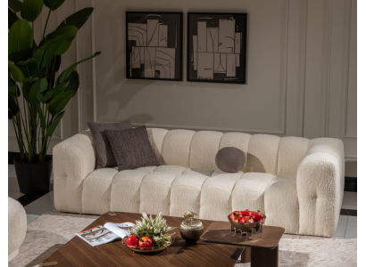Couch Luxury Three Seater Sofa 3 Seater Fabric Sofa Upholstered Sofa Fabric White