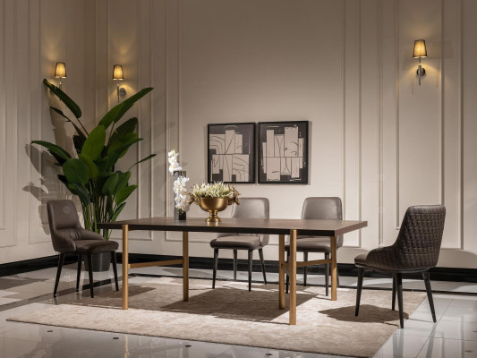 Dining table Dining room table Table Dining room Wood Brown Modern Gold Design