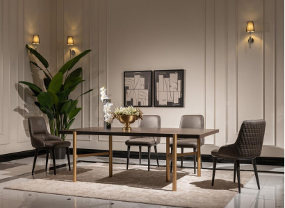 Dining table Dining room table Table Dining room Wood Brown Modern Gold Design