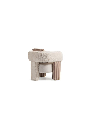 Armchair Single Seater Club Chair White Fabric Seat Living room Cocktail Chair